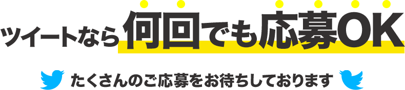 ツイートなら何回でも応募OK/たくさんのご応募をお待ちしております