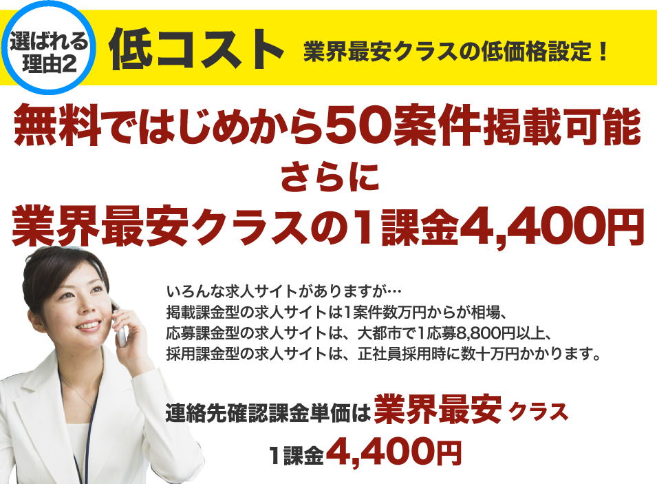 住み込み求人ナビ(スミナビ)のウリ2低コスト