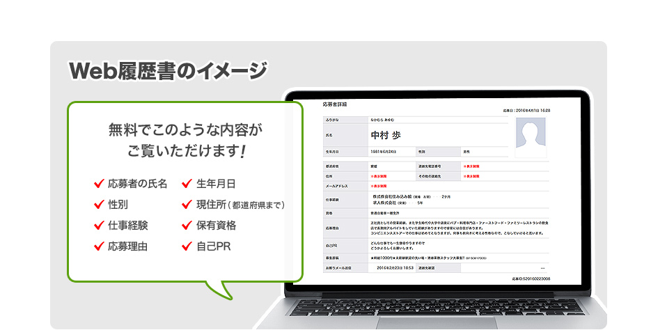 Web履歴書のイメージ